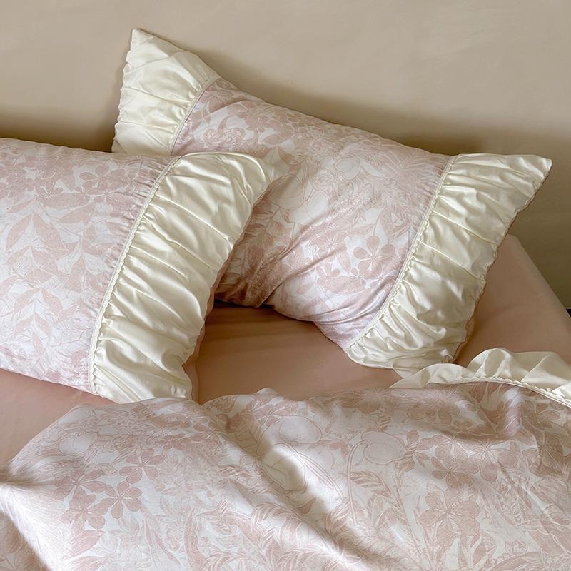 4-Piece All-Cotton Velvet Cotton Bed Cover Set - Pure Cotton Tencel Duvet Cover With Fitted Sheet