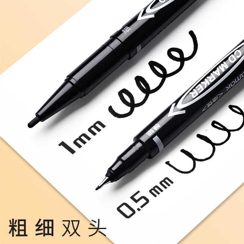 1 pcs Twin Tip Permanent Marker Pen Waterproof Ink Fine Point Black Blue Red Oil Ink 0.5/1.0mm Round Toe Fine Marker Pens