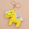 Women Leather Charms Bag Pendant KeyChain Cartoon Pony Rocking Horses Keyring Cute Animal Ornament Accessories