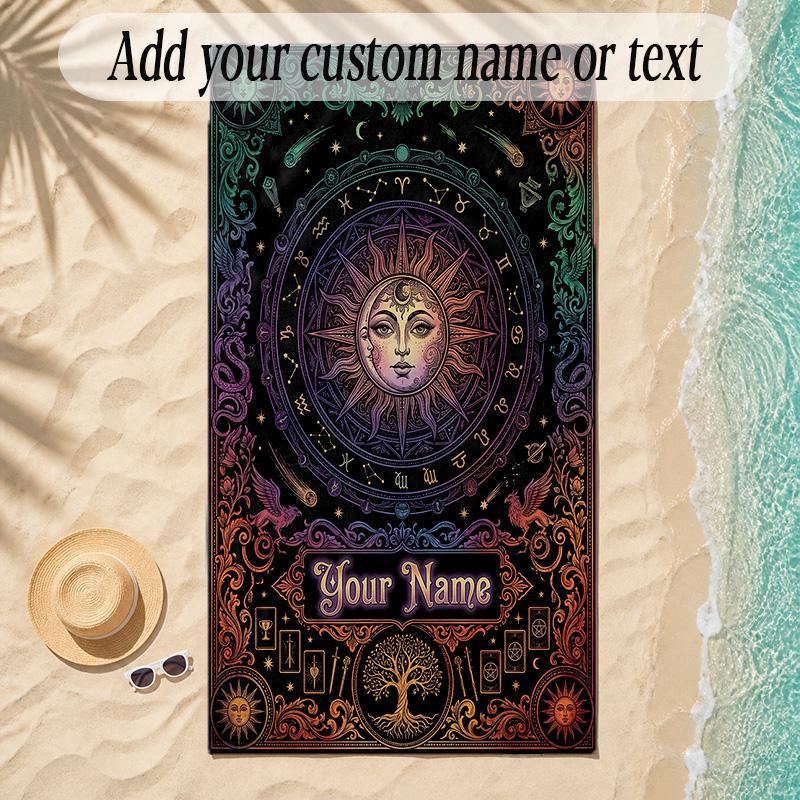 Cosmic Theme Soft Beach Towel Personalized Custom Name Text Towel Portable for Beach Pool Travel