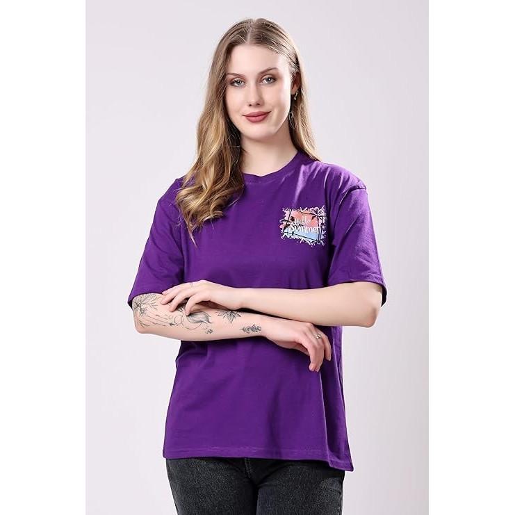 Women’s Loose Fit Graphic Printed T-Shirt Round Neck Half Sleeves Top Combo of 2