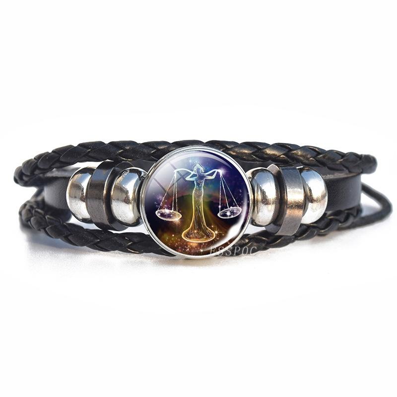 1PC Zodiac Signs Constellation Charm Luminous Bracelet Men Women Fashion Multilayer Braided Leather Bracelet Bracelet