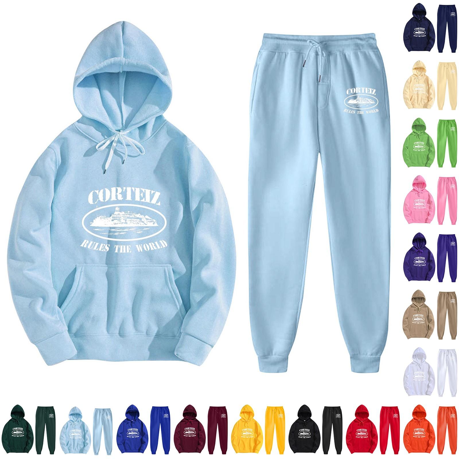 

Унисекс Повседневный комплект из толстовки с капюшоном и брюками с длинными рукавами и карманами на шнурке