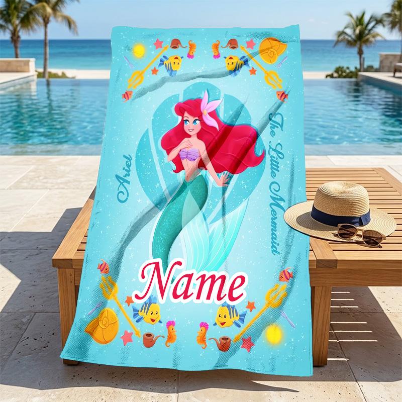 Custom Name Frozen Fantasy Stylish Digital Printing Beach Towel Quick‑Drying Absorbent Blanket for Beach Pool Gym Travel