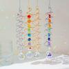 Gazing Ball Spiral Tail Crystal Suncatcher, Rainbow Maker Crystal Beads Sun Catcher Indoor Window Garden Wind Chimes Outdoor