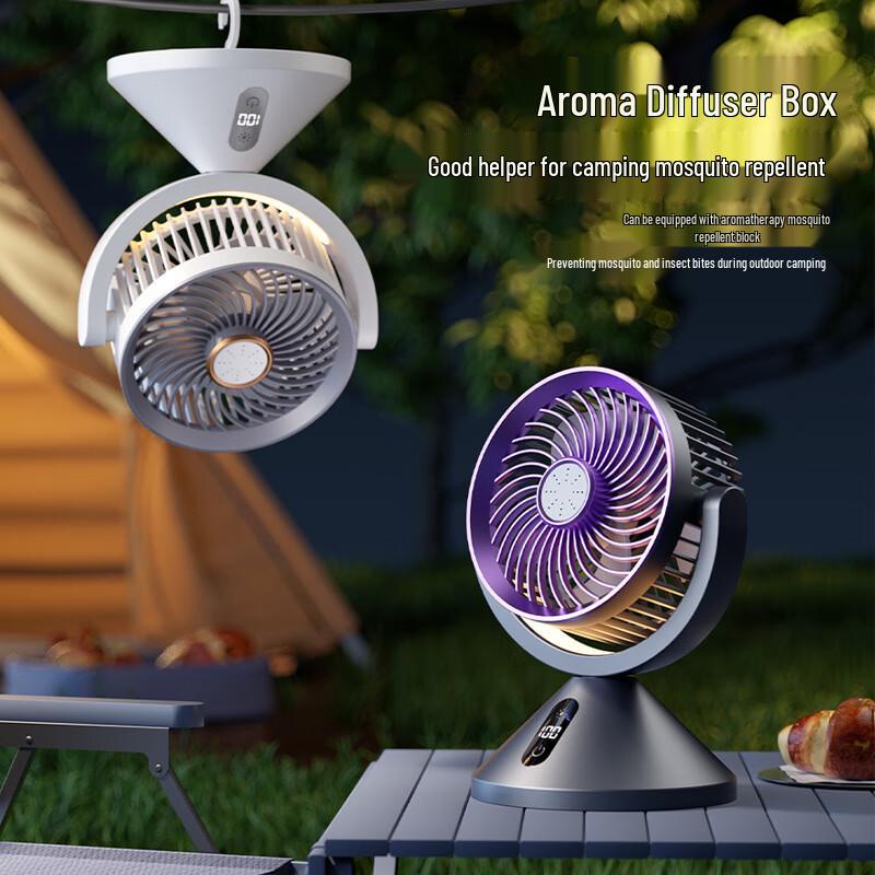 Portable USB Desktop & Wall-Mount Fan with Light and Aroma Diffuser