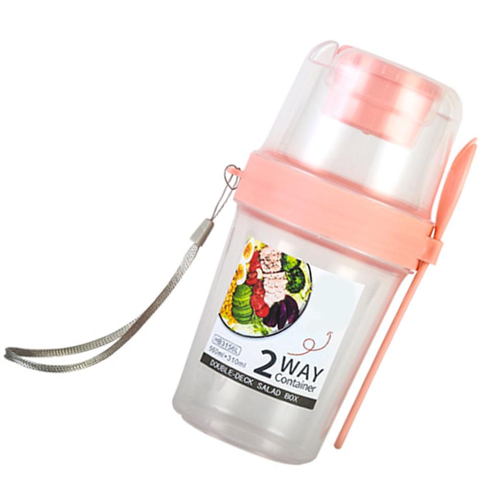 Kelímek na salátový shaker s vidličkou Velkokapacitní Opakovaně použitelný Multifunkční Přenosný Kelímek na cereálie Salát