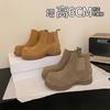 Cowhide Version Thick-soled Inner Height-increasing Round-head Martin Boots Women's New Retro Matte Leather Versatile and Thin Chelsea Short Boots
