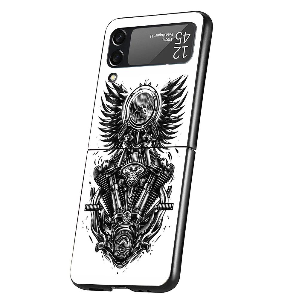 Motorcycle Gear Phone Case For Samsung Galaxy Z Flip 7 6 5 4 3 5G Cover ZFlip7 ZFlip6 ZFlip4 ZFlip5 ZFlip3 Coque Fundas Galaxy Z