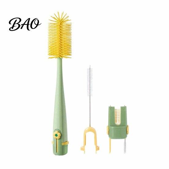 Container Cleaning Brush 5 in 1 Silicone Cup with Long Handle, Multifunctional Deep Kitchen Sink Accessory Brush, Non-slip Reusable Cleaner