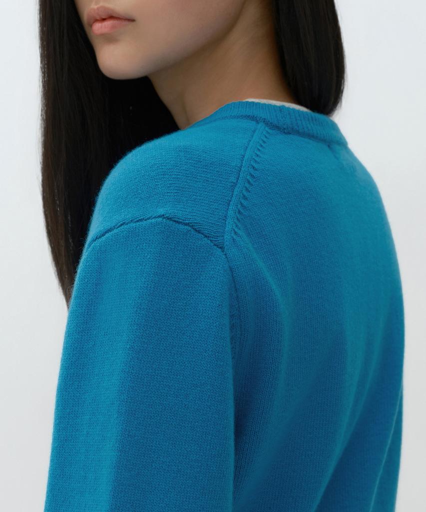 MUSINSA STANDARD WOMAN [Victoria Wool] Women'S Crew Neck Knit [Teal Blue]