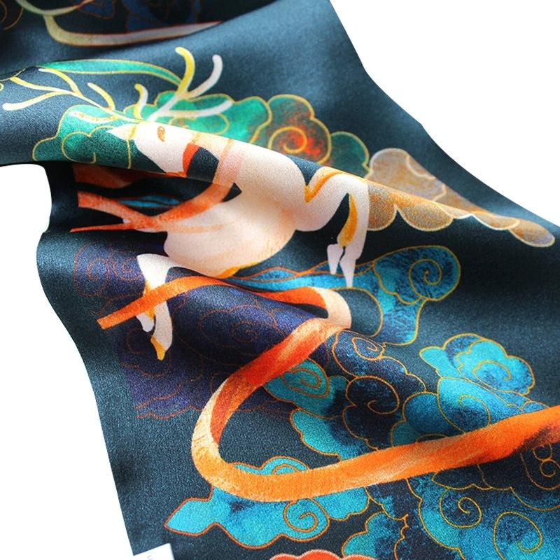 Chinese Style Colorful Double-Layer 100% Pure Silk Long Scarf for Women Ribbon Mulberry Silk Multi-Functional Long Scarf