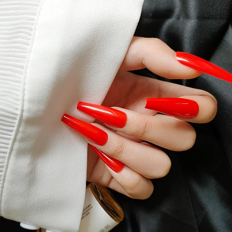 Europa i Stany Zjednoczone jednolity kolor matowe sztuczne paznokcie paznokcie matowe jasny olej nosić paznokcie długie trumna balet paznokcie fałszywe paznokcie