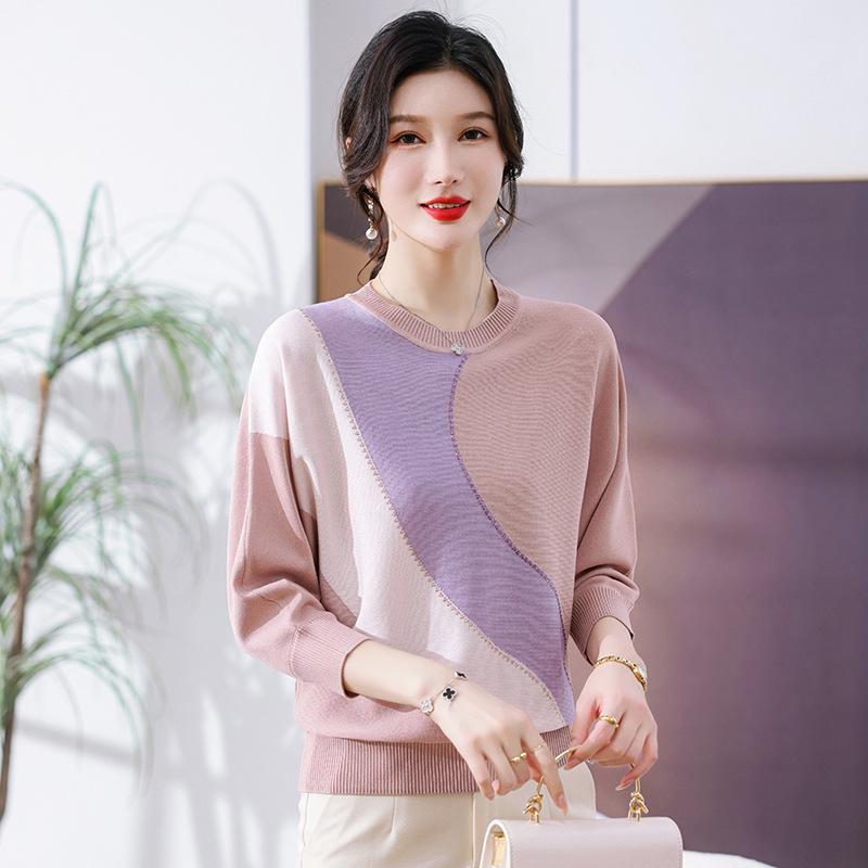 

Stylish Knit Top for Middle-aged Women: Timeless Spring & Autumn Long Sleeve Sweater 2026 Edition XL (120-130 jin) розовый