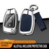 Metal Leather Car Key Case For Hyundai Solaris 2 Elantra I30 I35 I40 Tucson Kona     Key Chain Accessories