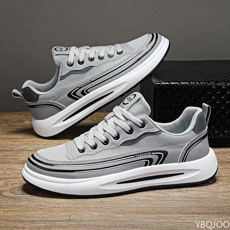 Schnürschuhe Rutschfeste Sneaker Sommer Herren Freizeitschuhe Reine Farbe Atmungsaktives Mesh Outdoor Leichte Sportschuhe