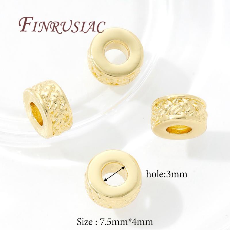 18K Gold Plated Brass Spacer Beads For Bracelets Accessories,Separator For Beads,DIY Jewelry Making Supplies,Round Metal Bead
