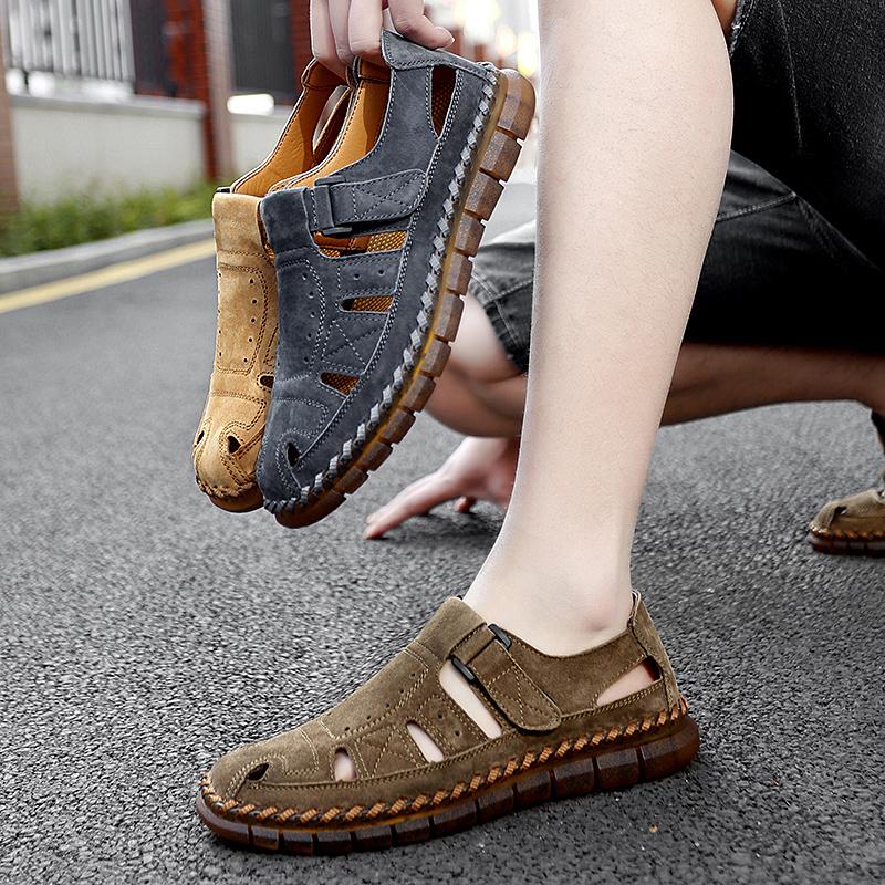 Fashion Summer New High Quality Designer Leather Breathable Comfort Shoes Fashionable Outdoor Men's Casual Handmade Sewn Leather Shoes