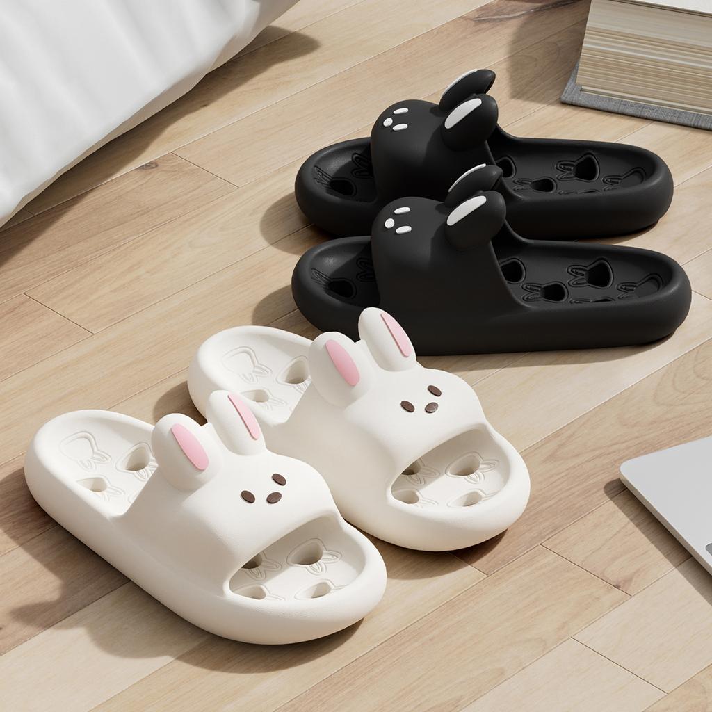Cartoon Women Bathroom Slippers Cute Non-Slip Leaky Sandals Fashion Thick Bottom Slides Home Men Quick Drying Flip Flops