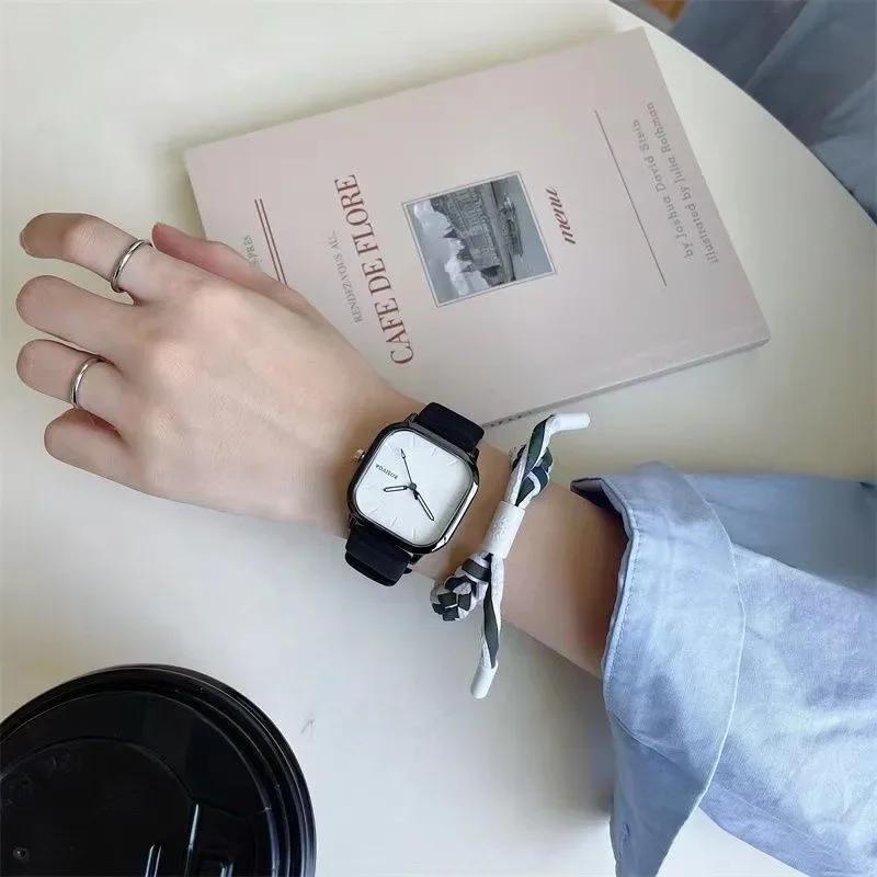 Fashion Retro Square Men Watches Minimalist Quartz Watches for Man Casual Leather Strap Wristwatches Reloj Hombre (No Bracelet)