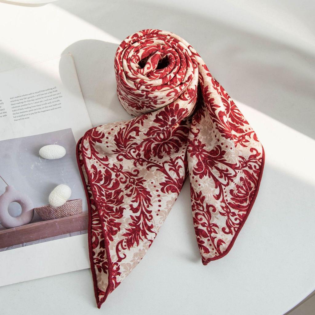 Women's Retro Square Scarf: Fashionable Wool Neck Warmer & Sun Protection Shawl