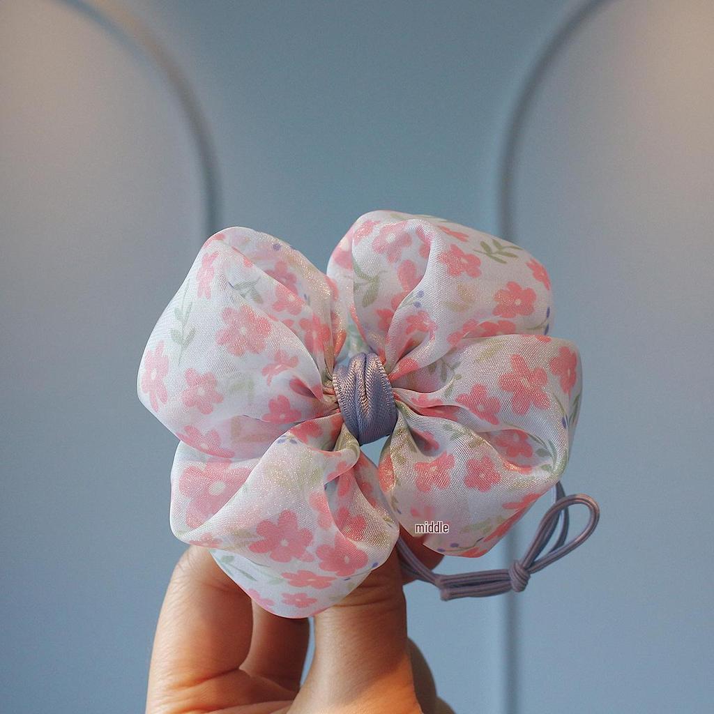 Child-Friendly High Elastic Hair Ties: Floral Bows & Ponytail Holders