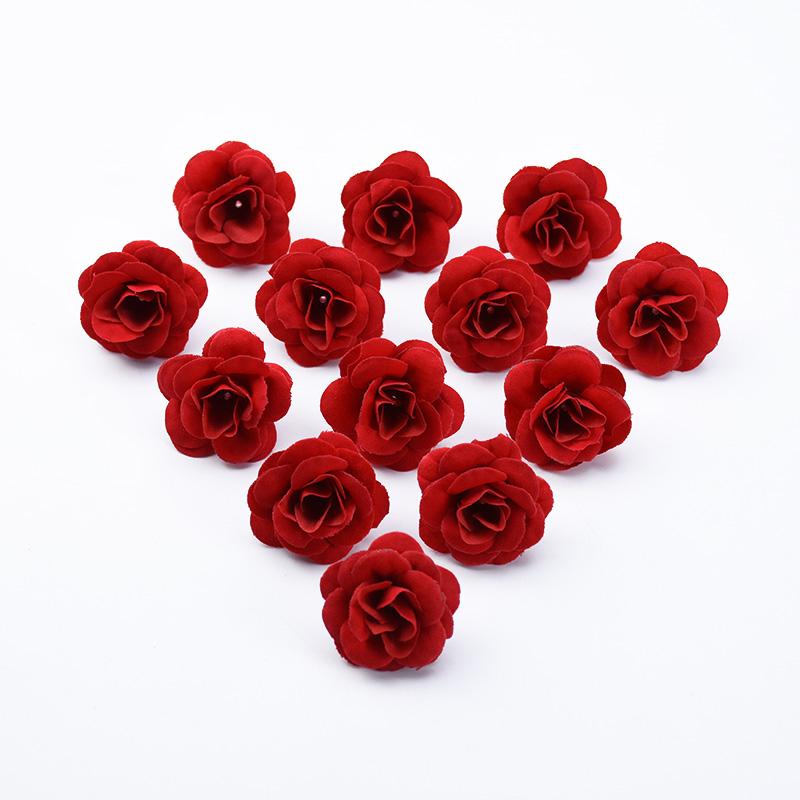 10/20pcs Silk Red Roses Head Decor Home Scrapbook Wedding Bridal Accessories Festival Decoration Diy Gift Box Artificial flowers