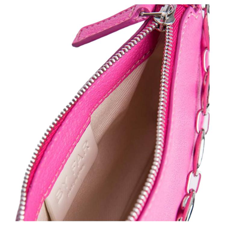 By Far Mini Rachel Pebble Pattern Chain Decor Mahjong Bag Lambskin Leather Shoulder Tote Mini Women bags Rose-Pink 20PFMIRAHTPGRLSMA