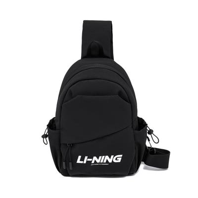 Li Ning Sports Lifestyle Series Casual Minimalist Multifunctional Student Commuter Polyester Shoulder Crossbody Chest Bag Unisex Bags Black ABDU167-2