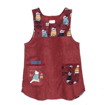 Fleece Fleece Dress Open [Kusuguru Japan] Apron, Apron, Red, M-L