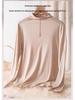 Herbst/Winter Damen Maulbeerseide Semi-High Neck Top mit Knopfdetail