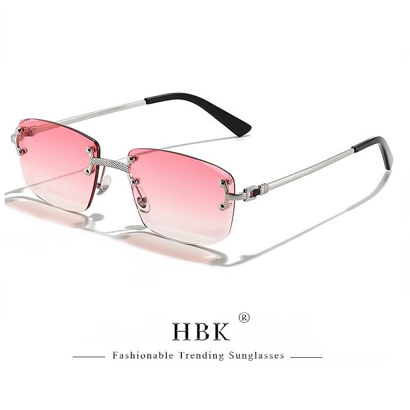 Occhiali da Sole HBK Senza Montatura Quadrati Donna Retro Metallo Occhiali da Sole Uomo Lusso Festa Business Lenti Sfumate Stile Estate 2024