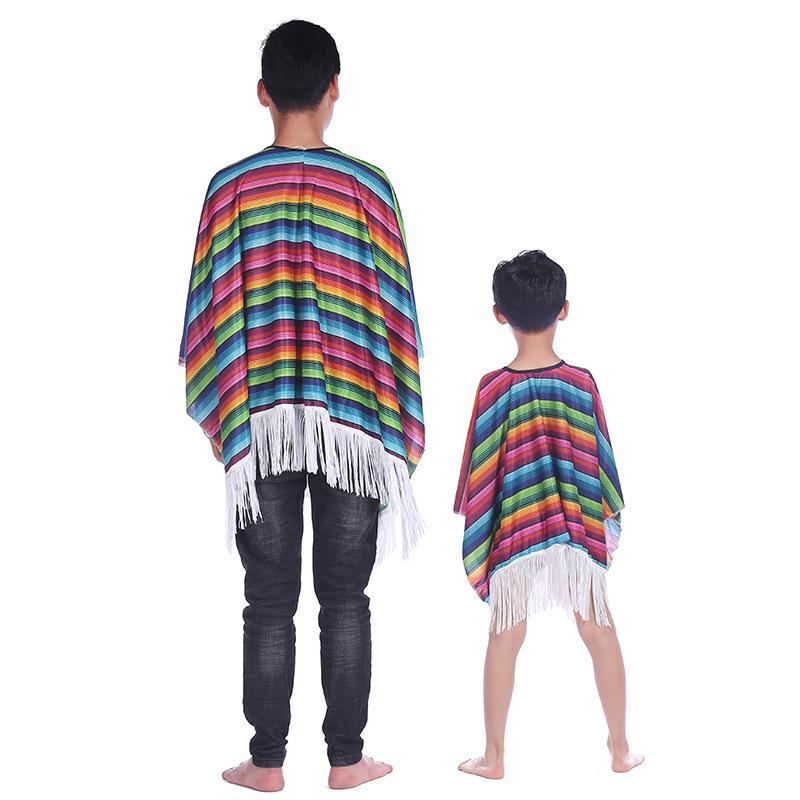 Colorful Striped Mexican Halloween Costume Cloak