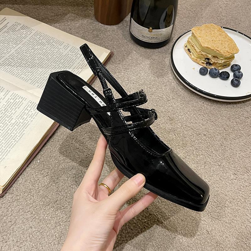 2025 new summer French high heels small fragrant wind light mouth thick heel single shoes bag head sandals Mary Jane women's shoes