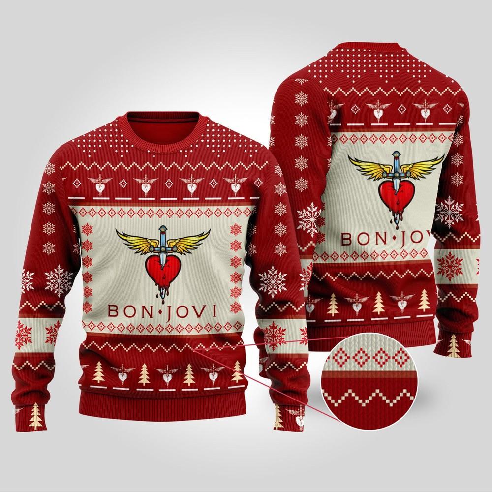 Bon Jovi Christmas Ugly Sweater 2025 Limited Edition White Lion Unisex T-Shirt L