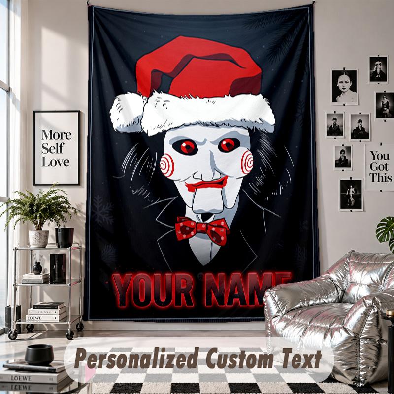 Custom Tapestry Wall Hanging, Saw Billy the Puppet Personalized Name Text Home Wall Decor