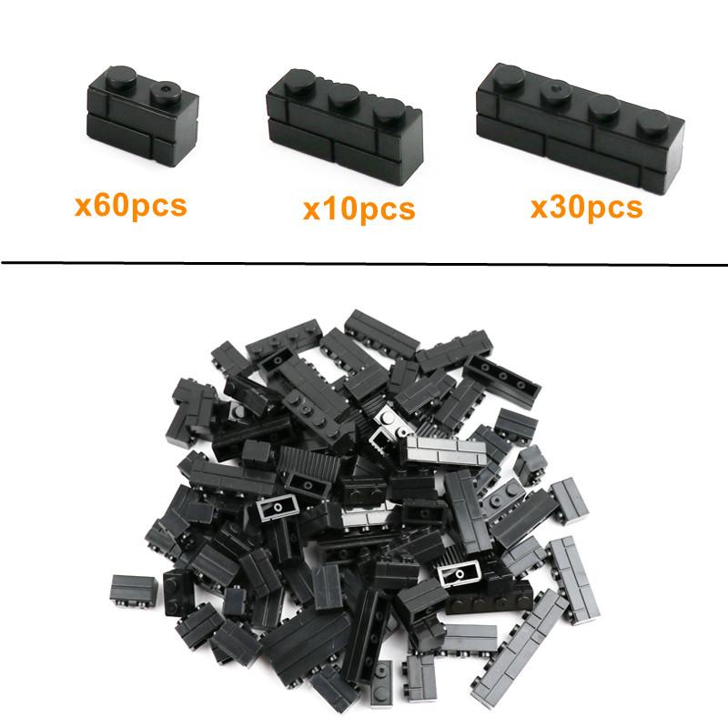 100pcs MOC Bricks 1x2 1x3 1x4 Wall Cube Houses Building Blocks City Created Accessories Assembles Small Particles DIY Boys Toy