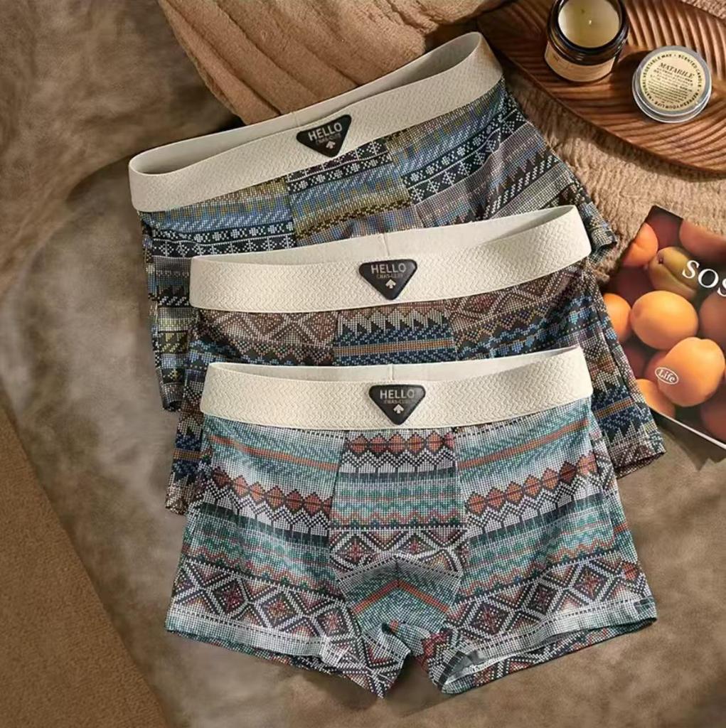 Men's Retro Ethnic Style Breathable Boxer Briefs - Comfortable Printed Shorts