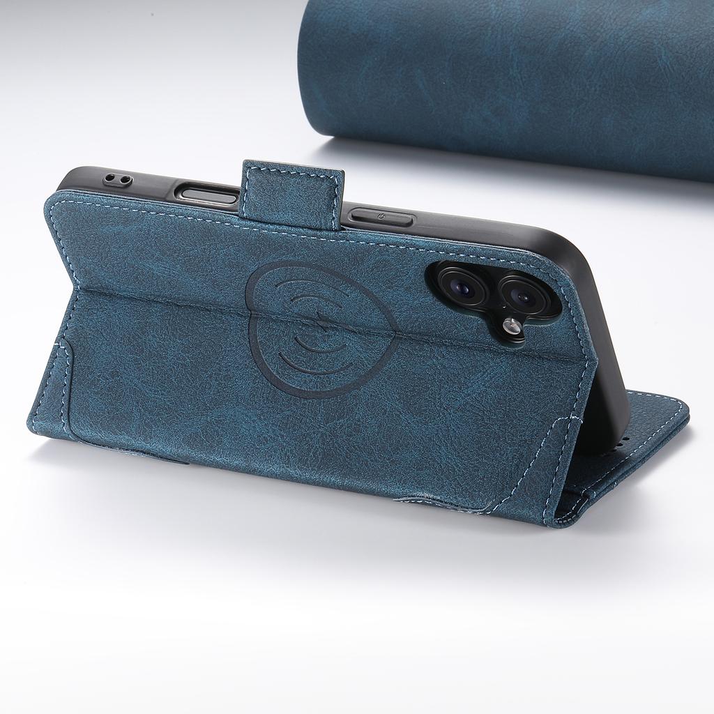 SUTENI J07 For iPhone 16 Plus Case Compatible with MagSafe Litchi Texture Leather Wallet Phone Cover