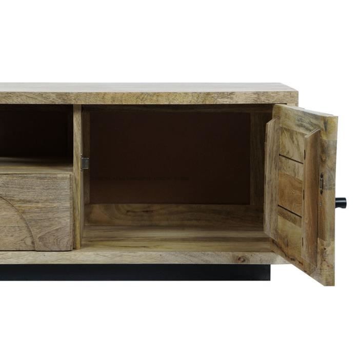 Meuble De Télévision - Item Home - 140 X 40 X 40 Cm - Bois De Manguier - Style Moderne - Couleur Naturelle