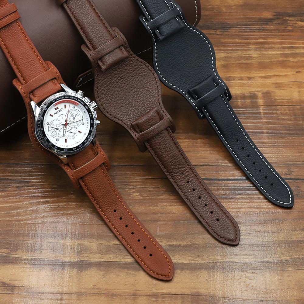 Cowhide Tray Watch Strap 18mm 20mm 22mm Watch Band Anti-metal Allergy Leather Watchbands Accessories UTHAI G18