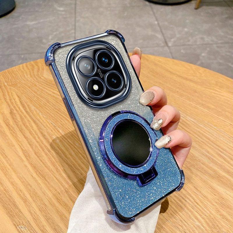 

Чехол Redmi Note 14Pro Роскошный Зеркальный Кронштейн Блестящий Держатель Чехол Для POCO X7 F7 X6 Pro M6 12C 13C 13Pro 14C Чехол Силиконовая Накладка POCO F7 синий