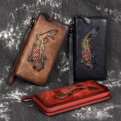 Retro Women Long Wallet Genuine Leather Animal Prints Cow Leather Ladies Clutch Bags Purse Hand Wallet