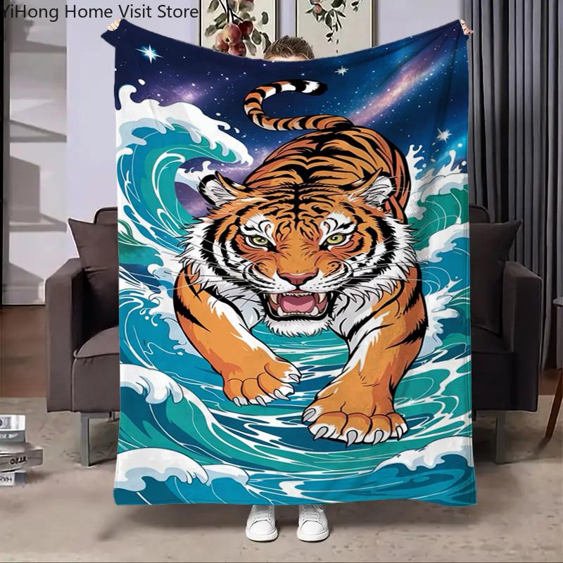 8 Storlekar Ny Tiger Tecknad Djur Flanellfilt Fluffig Barn och Vuxna Soffa Plysch Sängöverkast Pläd Lunchfilt för Soffa Säng