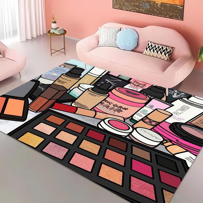 Cartoon Make Up Cosmetics Carpets for Home Living Room  Adults Bedroom Cloakroom Sofa Doormat Kitchen Floor Rugs Anti-slip Decor