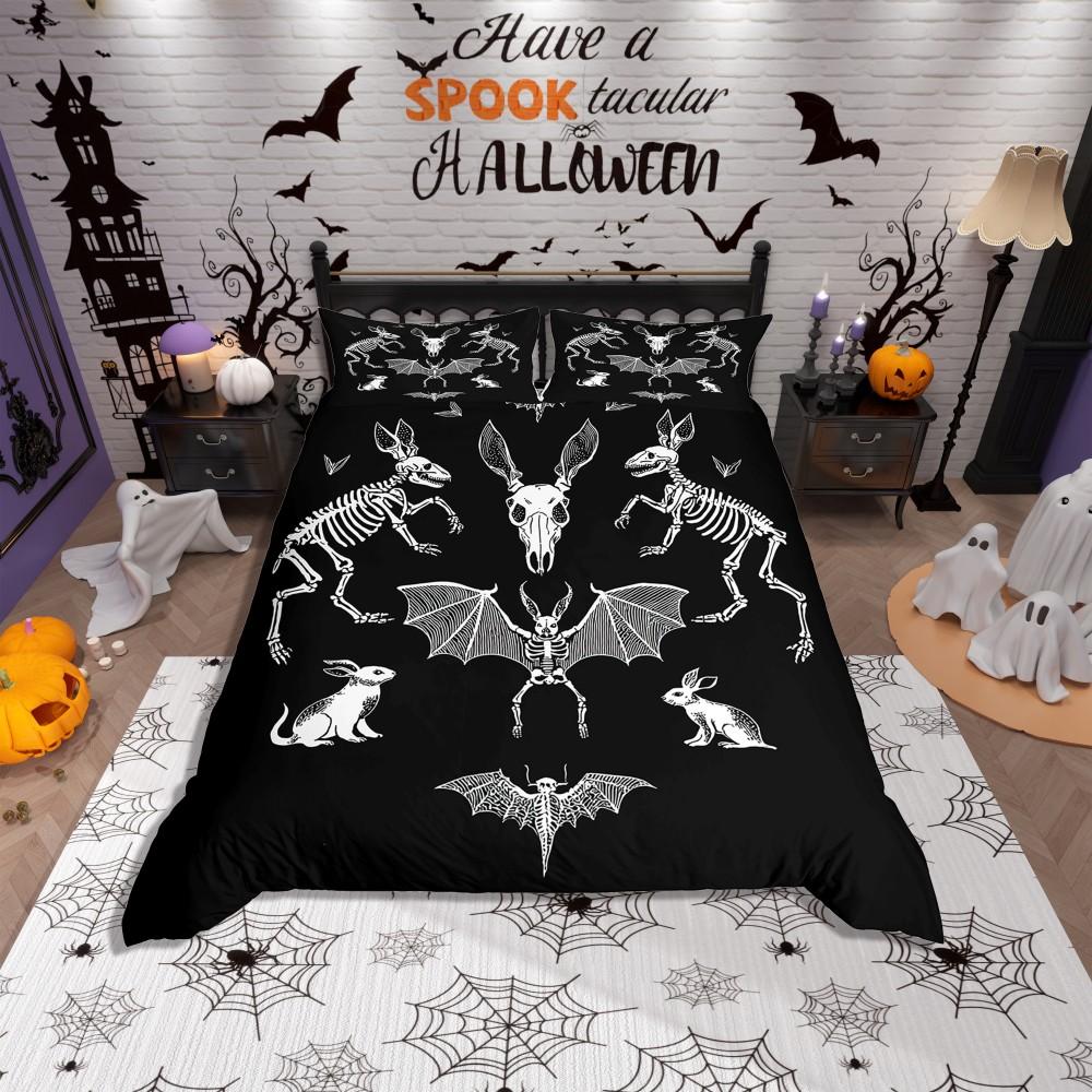 

Homewish Couple Romantic Skeleton Duvet Cover SetGothic Valentines Day Bedding SetRose Flower Floral Reversible Bed Set EU Single(135*200cm)3pcs
