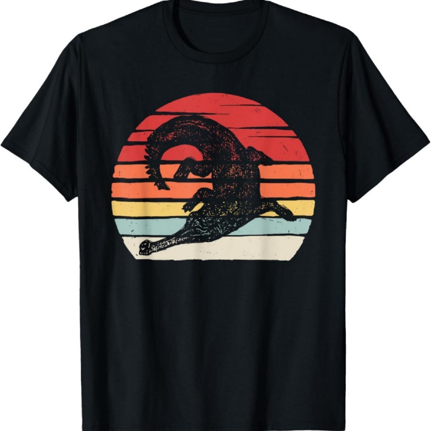 Catch Some Rays Vintage Retro Gharial Gavial Fish-Eating Crocodile T-Shirt XXXXXL чёрный