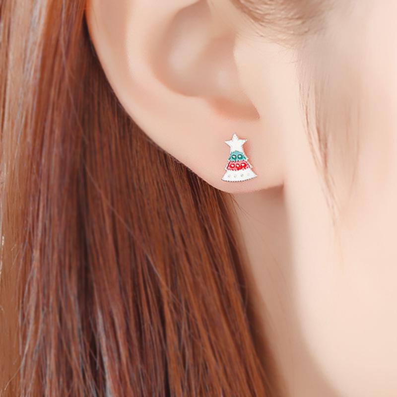 Pentagram Christmas Tree Stud Earrings - Korean Style Cute Mini Autumn/Winter Decor