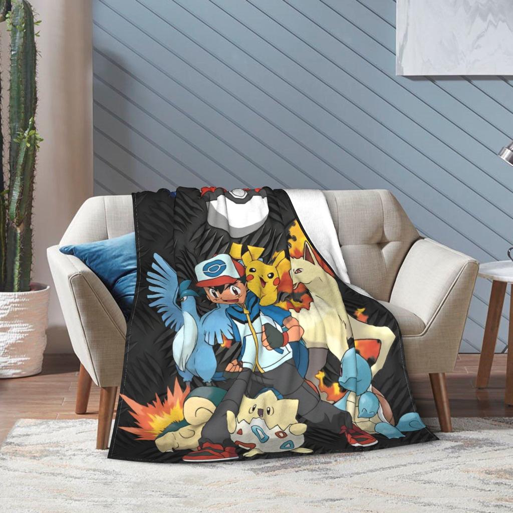 RIPSuper Soft Cartoon Pikachus Throw Blanket Premium Flannel Fleece Lightweight Bed Blanket Cozy Fluffy Bedspread All Season UseR-I-P