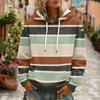 Women's Striped Print Casual Long Sleeve Hoodie with Pocket and
